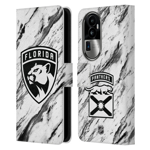 NHL Florida Panthers Marble Leather Book Wallet Case Cover For OPPO Reno10 Pro+