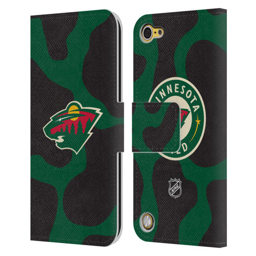 NHL Minnesota Wild Cow Pattern Leather Book Wallet Case Cover For Apple iPod Touch 5G 5th Gen