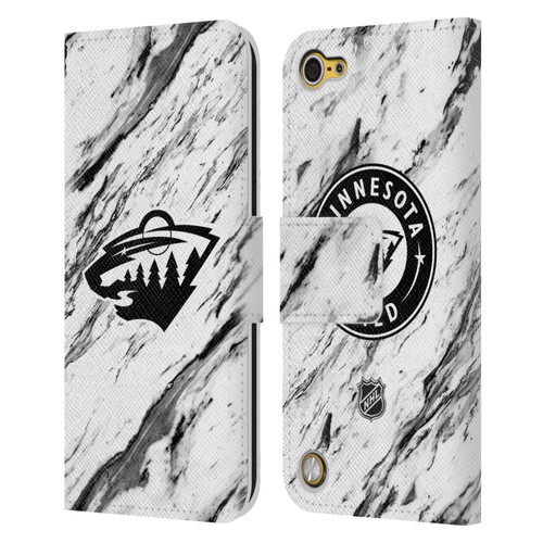 NHL Minnesota Wild Marble Leather Book Wallet Case Cover For Apple iPod Touch 5G 5th Gen
