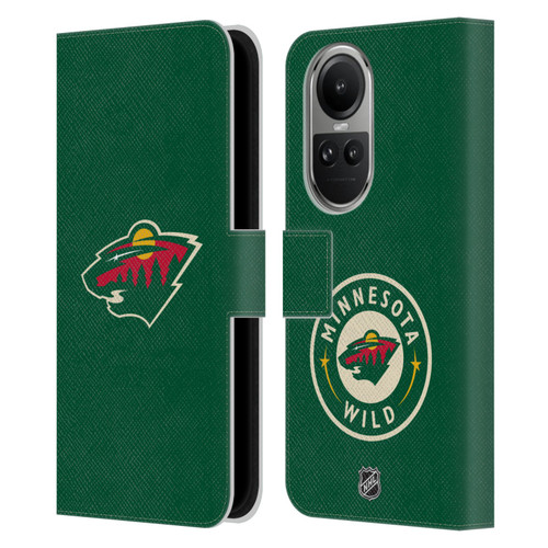 NHL Minnesota Wild Plain Leather Book Wallet Case Cover For OPPO Reno10 5G / Reno10 Pro 5G