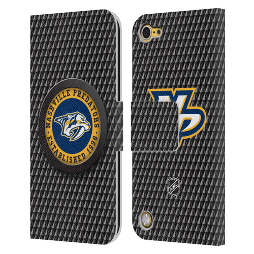 NHL Nashville Predators Puck Texture Leather Book Wallet Case Cover For Apple iPod Touch 5G 5th Gen