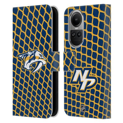 NHL Nashville Predators Net Pattern Leather Book Wallet Case Cover For OPPO Reno10 5G / Reno10 Pro 5G