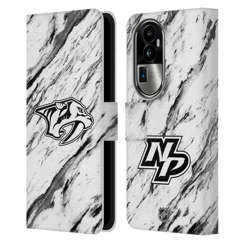 NHL Nashville Predators Marble Leather Book Wallet Case Cover For OPPO Reno10 Pro+