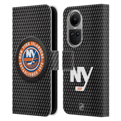 NHL New York Islanders Puck Texture Leather Book Wallet Case Cover For OPPO Reno10 5G / Reno10 Pro 5G
