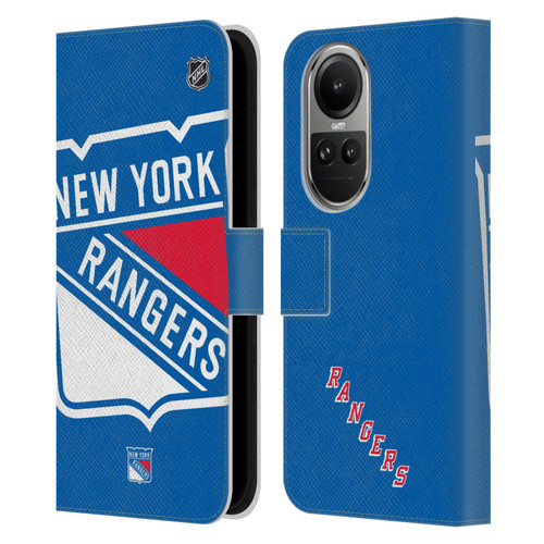 NHL New York Rangers Oversized Leather Book Wallet Case Cover For OPPO Reno10 5G / Reno10 Pro 5G
