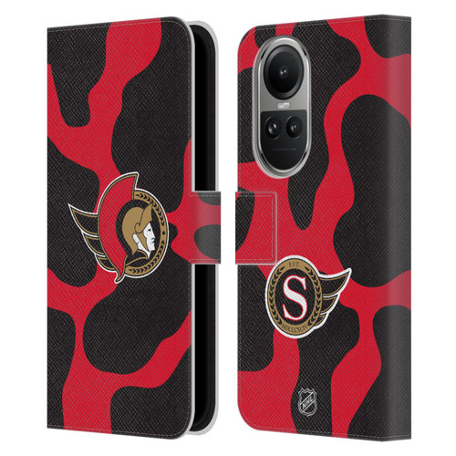 NHL Ottawa Senators Cow Pattern Leather Book Wallet Case Cover For OPPO Reno10 5G / Reno10 Pro 5G