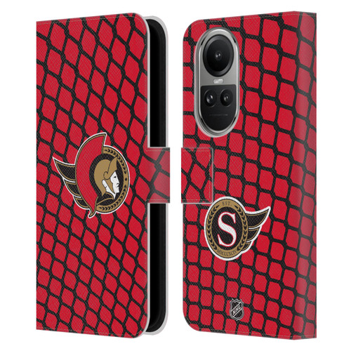 NHL Ottawa Senators Net Pattern Leather Book Wallet Case Cover For OPPO Reno10 5G / Reno10 Pro 5G