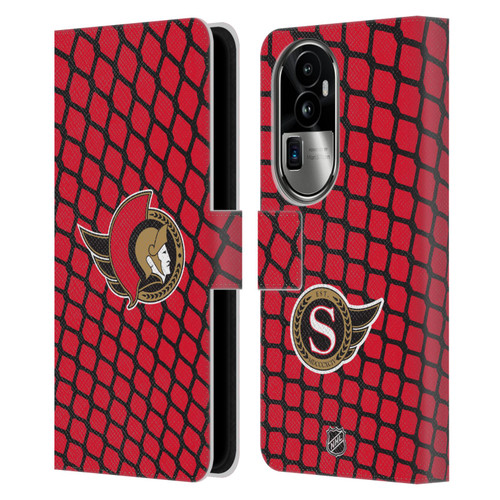 NHL Ottawa Senators Net Pattern Leather Book Wallet Case Cover For OPPO Reno10 Pro+
