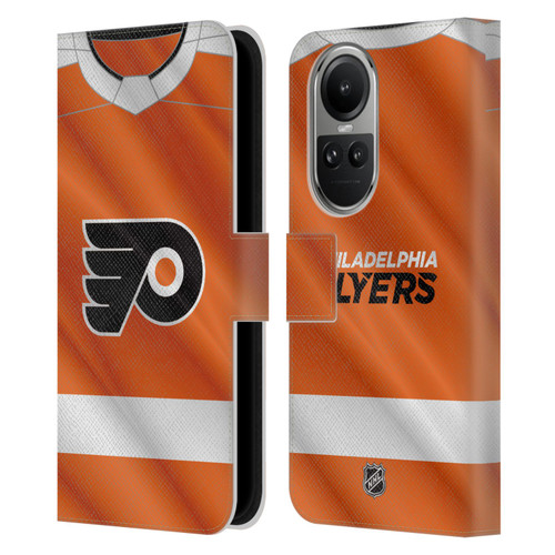 NHL Philadelphia Flyers Jersey Leather Book Wallet Case Cover For OPPO Reno10 5G / Reno10 Pro 5G