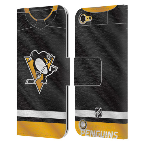 NHL Pittsburgh Penguins Jersey Leather Book Wallet Case Cover For Apple iPod Touch 5G 5th Gen