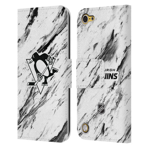 NHL Pittsburgh Penguins Marble Leather Book Wallet Case Cover For Apple iPod Touch 5G 5th Gen