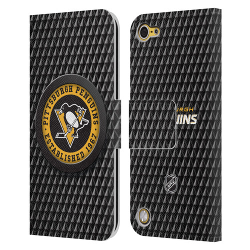NHL Pittsburgh Penguins Puck Texture Leather Book Wallet Case Cover For Apple iPod Touch 5G 5th Gen