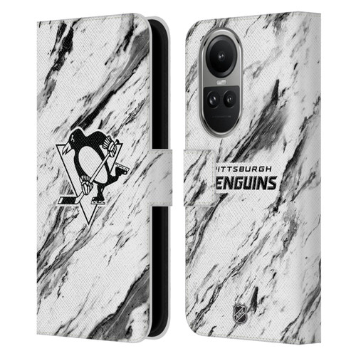 NHL Pittsburgh Penguins Marble Leather Book Wallet Case Cover For OPPO Reno10 5G / Reno10 Pro 5G