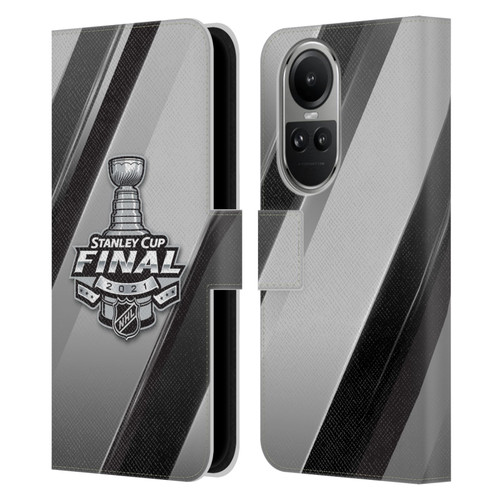 NHL 2021 Stanley Cup Final Stripes 2 Leather Book Wallet Case Cover For OPPO Reno10 5G / Reno10 Pro 5G