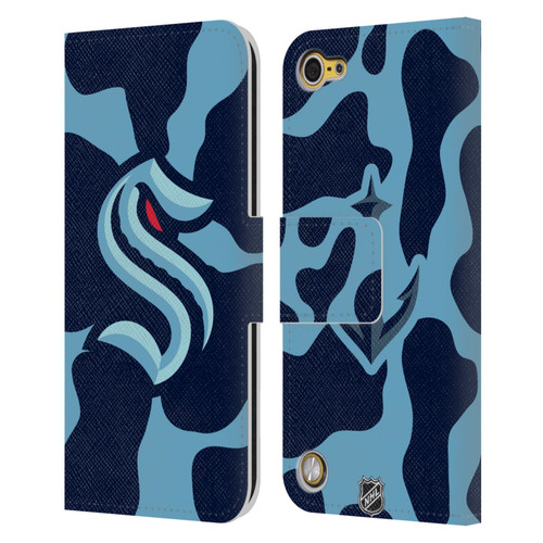 NHL Seattle Kraken Cow Pattern Leather Book Wallet Case Cover For Apple iPod Touch 5G 5th Gen