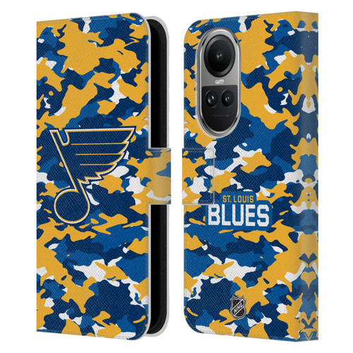 NHL St Louis Blues Camouflage Leather Book Wallet Case Cover For OPPO Reno10 5G / Reno10 Pro 5G