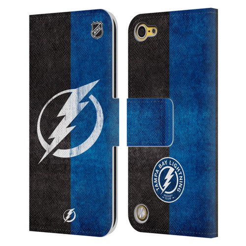 NHL Tampa Bay Lightning Half Distressed Leather Book Wallet Case Cover For Apple iPod Touch 5G 5th Gen