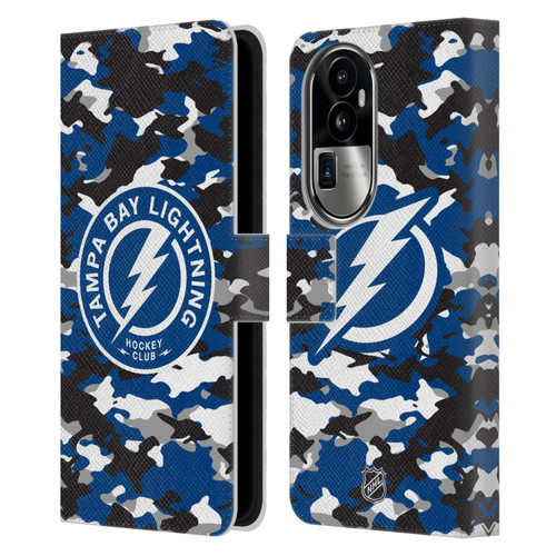 NHL Tampa Bay Lightning Camouflage Leather Book Wallet Case Cover For OPPO Reno10 Pro+