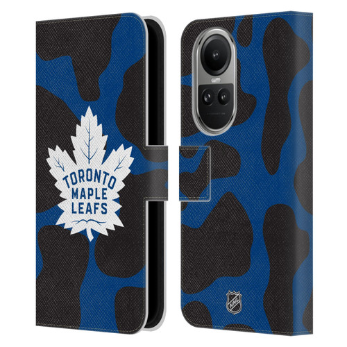 NHL Toronto Maple Leafs Cow Pattern Leather Book Wallet Case Cover For OPPO Reno10 5G / Reno10 Pro 5G