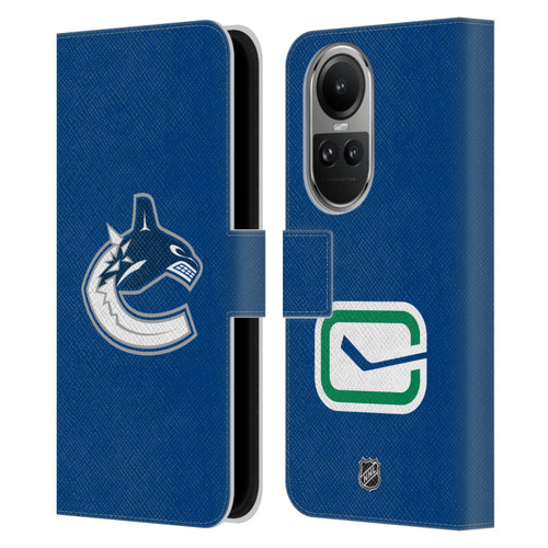 NHL Vancouver Canucks Plain Leather Book Wallet Case Cover For OPPO Reno10 5G / Reno10 Pro 5G