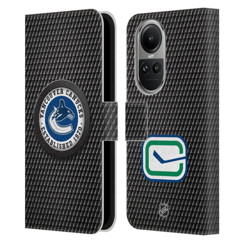 NHL Vancouver Canucks Puck Texture Leather Book Wallet Case Cover For OPPO Reno10 5G / Reno10 Pro 5G