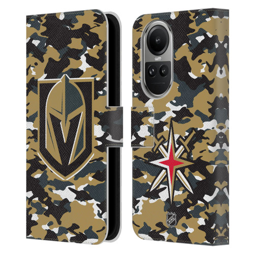 NHL Vegas Golden Knights Camouflage Leather Book Wallet Case Cover For OPPO Reno10 5G / Reno10 Pro 5G