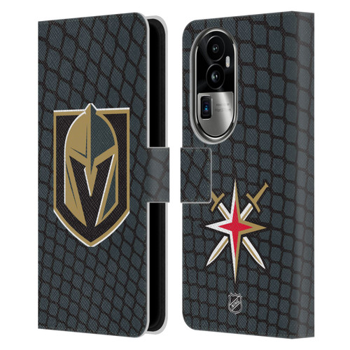 NHL Vegas Golden Knights Net Pattern Leather Book Wallet Case Cover For OPPO Reno10 Pro+