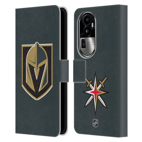 NHL Vegas Golden Knights Plain Leather Book Wallet Case Cover For OPPO Reno10 Pro+