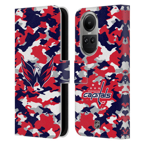 NHL Washington Capitals Camouflage Leather Book Wallet Case Cover For OPPO Reno10 5G / Reno10 Pro 5G