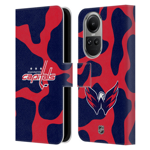 NHL Washington Capitals Cow Pattern Leather Book Wallet Case Cover For OPPO Reno10 5G / Reno10 Pro 5G