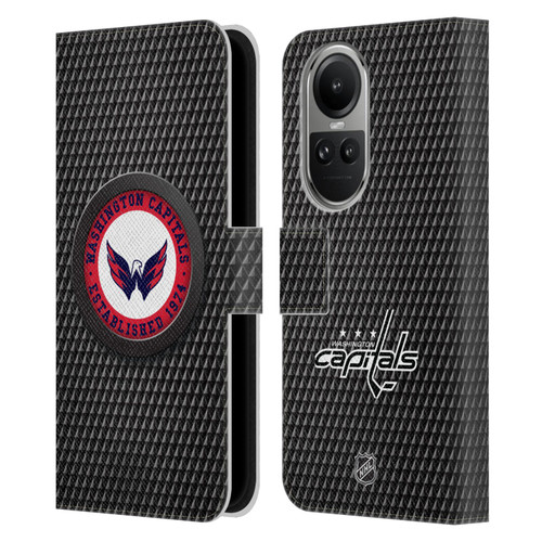 NHL Washington Capitals Puck Texture Leather Book Wallet Case Cover For OPPO Reno10 5G / Reno10 Pro 5G