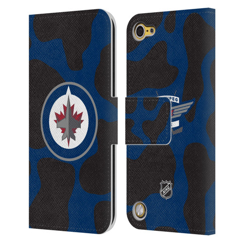 NHL Winnipeg Jets Cow Pattern Leather Book Wallet Case Cover For Apple iPod Touch 5G 5th Gen