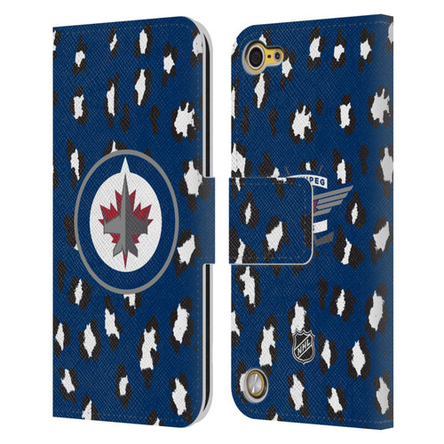 NHL Winnipeg Jets Leopard Patten Leather Book Wallet Case Cover For Apple iPod Touch 5G 5th Gen