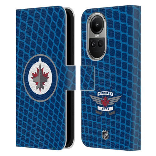 NHL Winnipeg Jets Net Pattern Leather Book Wallet Case Cover For OPPO Reno10 5G / Reno10 Pro 5G