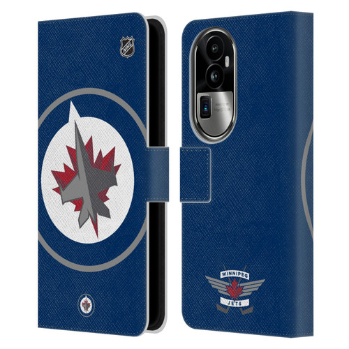 NHL Winnipeg Jets Oversized Leather Book Wallet Case Cover For OPPO Reno10 Pro+