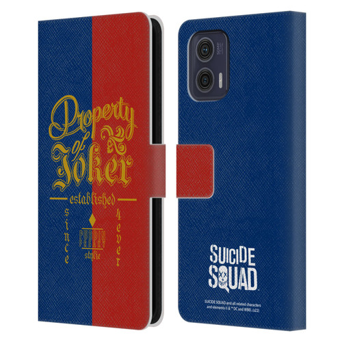 Suicide Squad 2016 Graphics Property Of Joker Leather Book Wallet Case Cover For Motorola Moto G73 5G