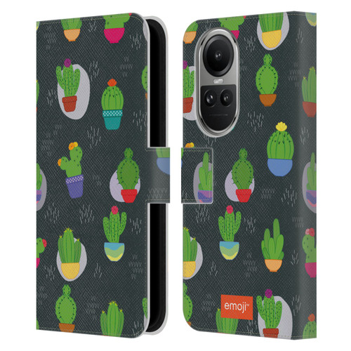 emoji® Cactus And Pineapple Pattern Leather Book Wallet Case Cover For OPPO Reno10 5G / Reno10 Pro 5G