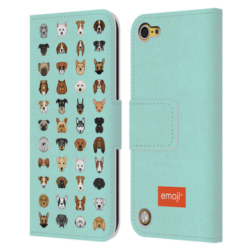 emoji® Dogs Breeds Leather Book Wallet Case Cover For Apple iPod Touch 5G 5th Gen