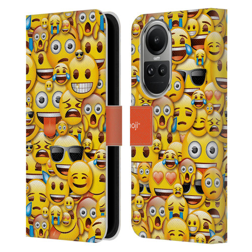 emoji® Full Patterns Smileys Leather Book Wallet Case Cover For OPPO Reno10 5G / Reno10 Pro 5G