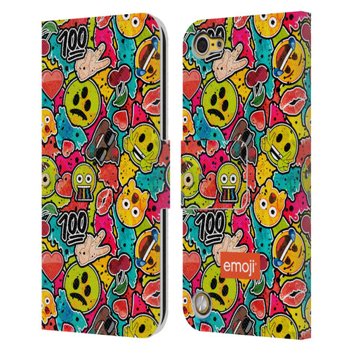 emoji® Graffiti Colours Leather Book Wallet Case Cover For Apple iPod Touch 5G 5th Gen