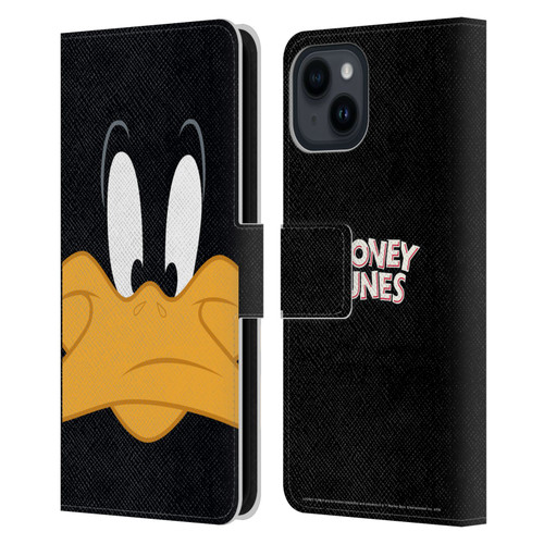 Looney Tunes Full Face Daffy Duck Leather Book Wallet Case Cover For Apple iPhone 15