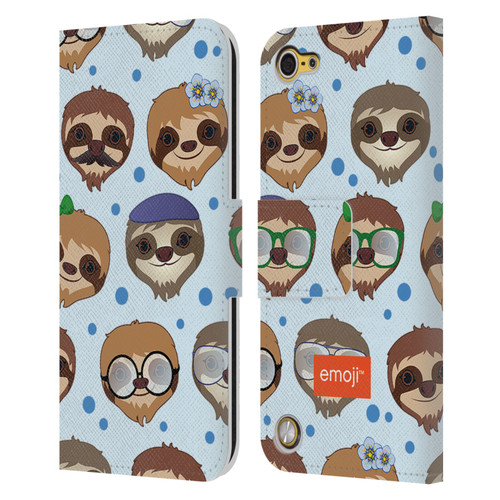 emoji® Sloth Pattern Leather Book Wallet Case Cover For Apple iPod Touch 5G 5th Gen