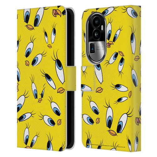 Looney Tunes Patterns Tweety Leather Book Wallet Case Cover For OPPO Reno10 Pro+