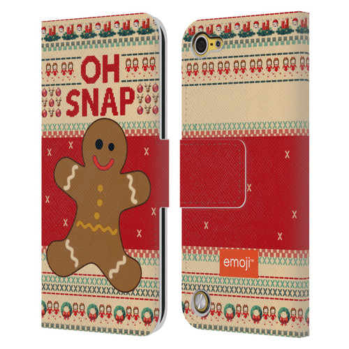 emoji® Ugly Christmas Gingerbread Leather Book Wallet Case Cover For Apple iPod Touch 5G 5th Gen