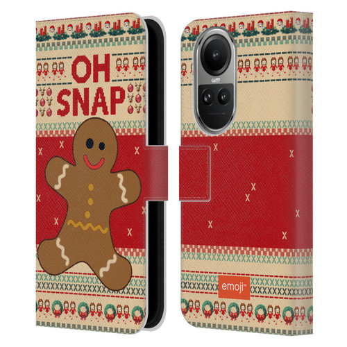 emoji® Ugly Christmas Gingerbread Leather Book Wallet Case Cover For OPPO Reno10 5G / Reno10 Pro 5G