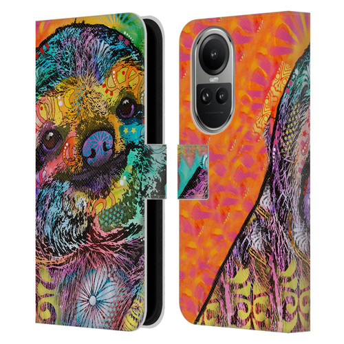 Dean Russo Wildlife 3 Sloth Leather Book Wallet Case Cover For OPPO Reno10 5G / Reno10 Pro 5G