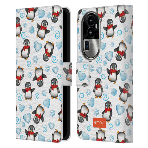 emoji® Winter Wonderland Penguins Leather Book Wallet Case Cover For OPPO Reno10 Pro+