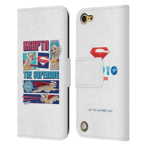 DC League Of Super Pets Graphics Krypto The Superdog Leather Book Wallet Case Cover For Apple iPod Touch 5G 5th Gen