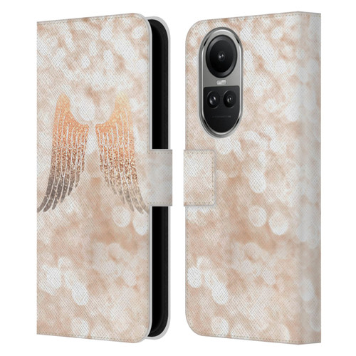 Monika Strigel Champagne Gold Wings Leather Book Wallet Case Cover For OPPO Reno10 5G / Reno10 Pro 5G
