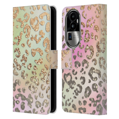 Monika Strigel Dreamland Gold Leopard Leather Book Wallet Case Cover For OPPO Reno10 Pro+
